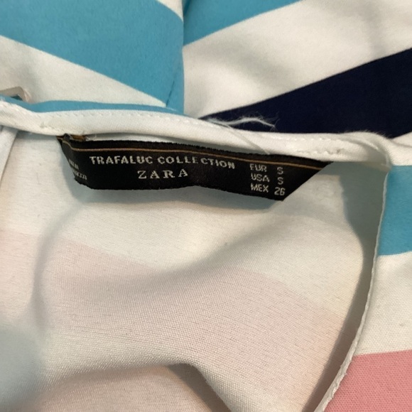 Zara Top Size S Multicolor Stripe Sleeveless Fold Over Style - Picture 6 of 6